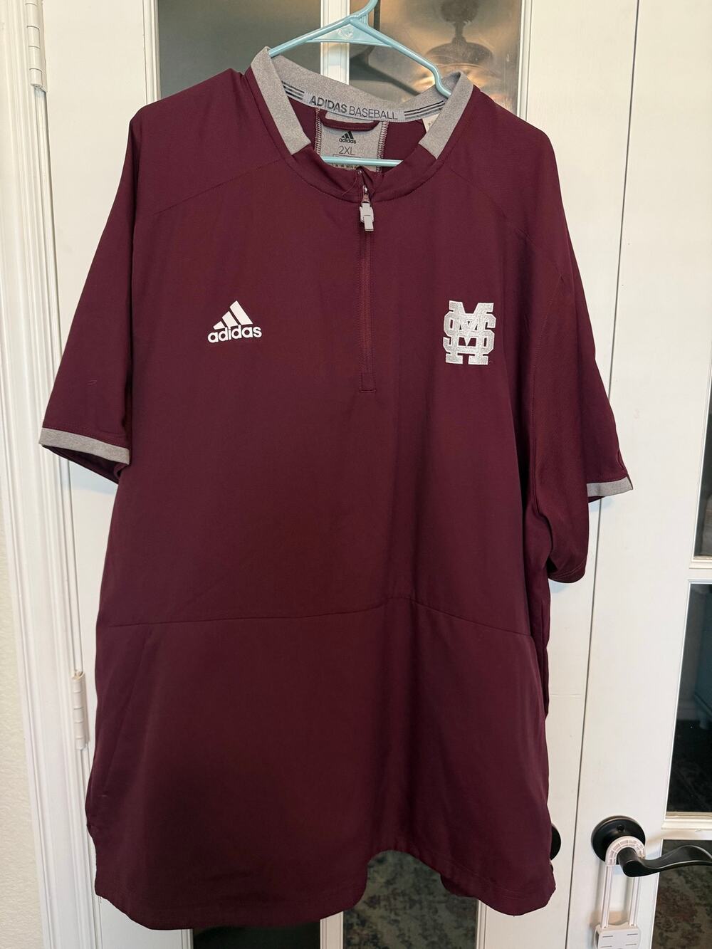 Adidas Baseball Mississippi State Bulldogs 2XL Quarter Zip Dugout Jacket Maroon